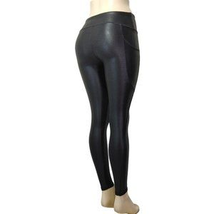 Retro Gong Womens Faux Leather Ankle Leggings Stretch High Waisted Size M